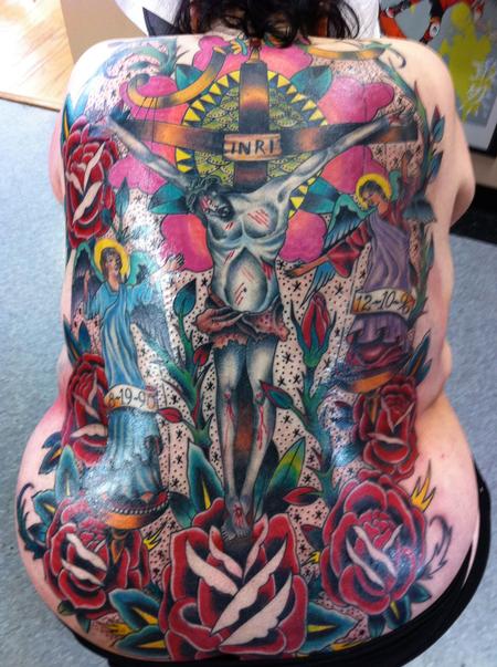 Tattoos - Matt Simmons - religious, christ, cross, classic tattoo, cleveland, ohio, traditional tattoo, color